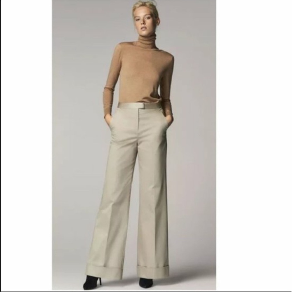Massimo Dutti Beige Wide-Leg Pants